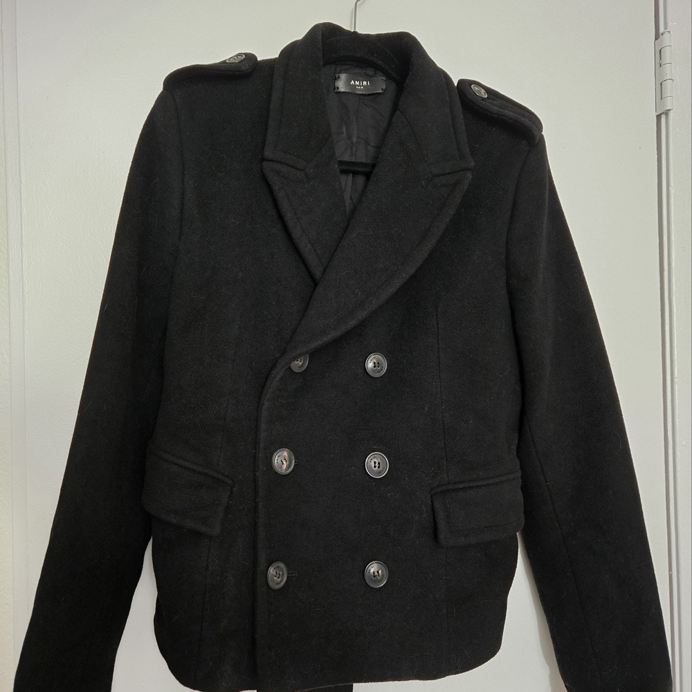 AMIRI Black Winter Double-Breasted Pea Coat